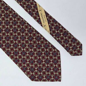 VALENTINO CRAVATTE ITALY SILK TIE RED BLUE GOLD GEOMETRIC SATIN 4" X 57"